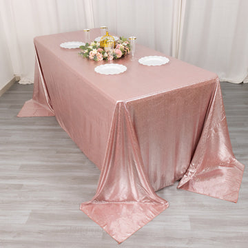 Create a Dreamy Atmosphere with the Rose Gold Shimmer Sequin Dots Tablecloth