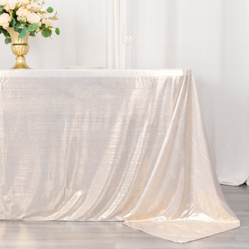 Create a Captivating Oasis with the Beige Shimmer Sequin Dots Tablecloth