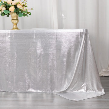 Create an Unforgettable Ambiance with Silver Shimmer Sequin Dots Tablecloth