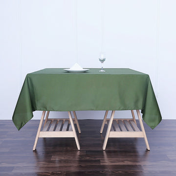 Elevate Your Event with the Olive Green Square Seamless Polyester Tablecloth
