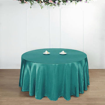Turquoise Seamless Satin Round Tablecloth 108