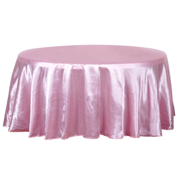 Elevate Your Event with the Pink Seamless Satin Tablecloth
