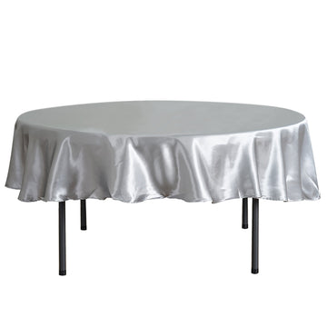 Create a Magical Atmosphere with our Silver Satin Tablecloth
