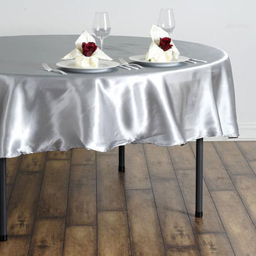 Dress Your Tables to Impress with our Silver Satin Tablecloth