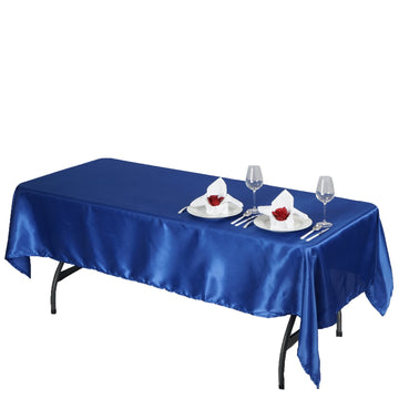 Dress Your Tables to Impress with the Royal Blue Seamless Smooth Satin Rectangular Tablecloth