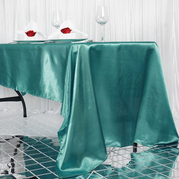 Turquoise Seamless Satin Rectangular Tablecloth 60"x126"