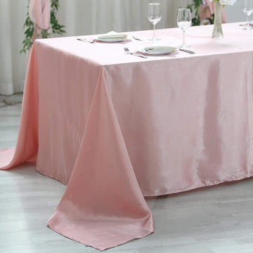 Dusty Rose Satin Seamless Rectangular Tablecloth 90"x132"
