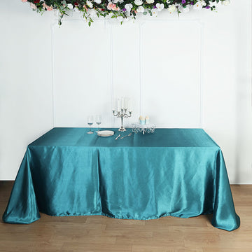 Enhance Your Table Decor with Teal Satin Tablecloth