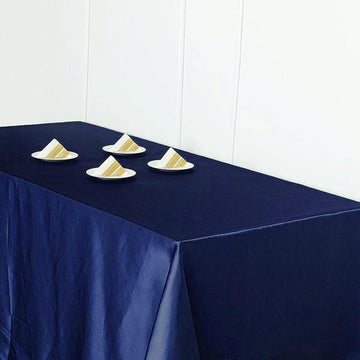 Dress Your Tables to Impress with the Navy Blue Seamless Satin Rectangular Tablecloth