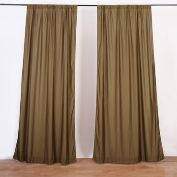 2 Pack Taupe Scuba Polyester Divider Backdrop Curtains, Inherently Flame Resistant Event Drapery Panels Wrinkle Free With Rod Pockets - 10ftx10ft