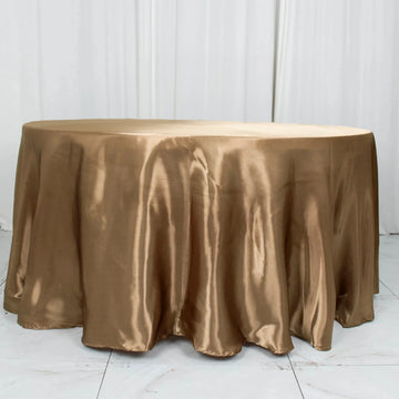 Taupe Smooth Seamless Satin Round Tablecloth 120"