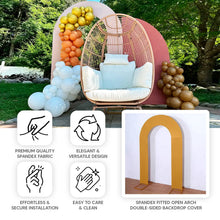 8ft Taupe Spandex Fitted Open Arch Backdrop Cover, Double-Sided U-Shaped Wedding Arch Slipcover