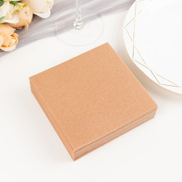 20 Pack Terracotta (Rust) Soft Linen-Feel Airlaid Paper Beverage Napkins, Highly Absorbent Disposable Cocktail Napkins - 5"x5"