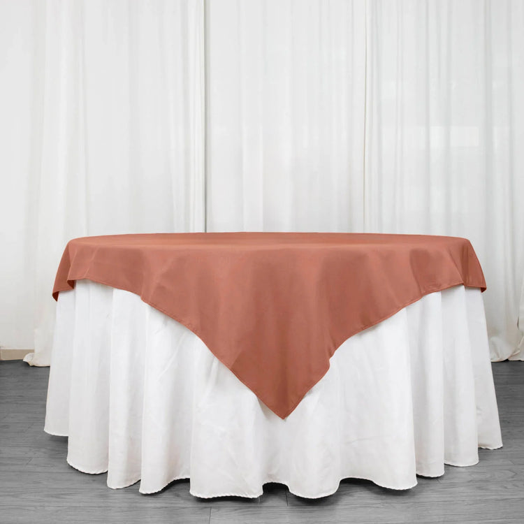 Terracotta (Rust) Premium Seamless Polyester Square Table Overlay 220GSM - 70inch