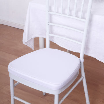 White Chiavari Chair Pad, Memory Foam Seat Cushion With Ties and Removable Cover 2" Thick