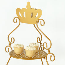 3 Tier Round Gold Metal Cake Stand with Crown Top, Cupcake Holder Dessert Display Stand