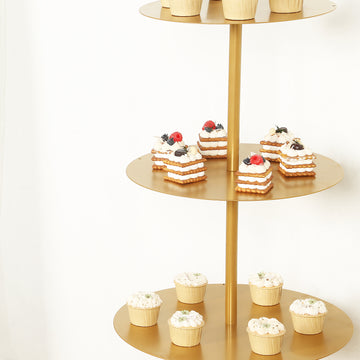 Gold Metal Tiered Cupcake Holder Floor Stand