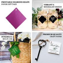 50 Pack | 2inch Turquoise Printable Diamond Shape Wedding Favor Gift Tags