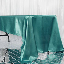 Rectangular Turquoise Satin Tablecloth 60 Inch x 126 Inch  