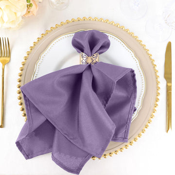 5 Pack Violet Amethyst Seamless Cloth Dinner Napkins, Reusable Linen 20"x20"