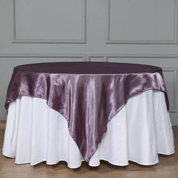 Violet Amethyst Seamless Satin Square Tablecloth Overlay 72"x72"