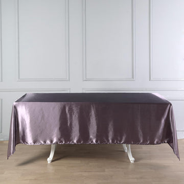 Elevate Your Event with the Violet Amethyst Seamless Smooth Satin Rectangular Tablecloth 60"x102"