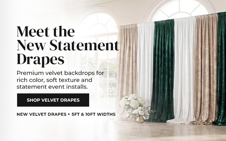 Elevate your event with our premium velvet statement drapes—designed to bring rich color, soft te...
