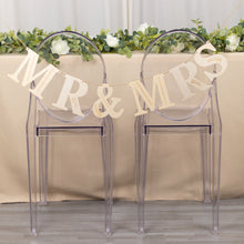 10ft Natural Pre-Strung Mr & Mrs Wooden Letter Garland with Botanical Design Handmade Rustic Wedding