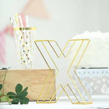 Add Elegance to Any Space with the Gold Freestanding 3D Decorative Wire 'X' Letter