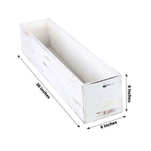 Natural Wood Planter Box Set White Rectangular Shaped 30 Inch x 6 Inch with Removable Plastic Liners