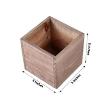 Natural Wood Planter Box Set Square Shaped 5 Inch with Removable Plastic Liners 2 Pack 