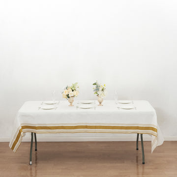 Soft White Gold Disposable Paper Rectangle Tablecloth