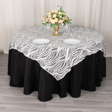 72x72inch White Black Wave Mesh Square Table Overlay With Embroidered Sequins