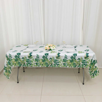 Tropical White Green Waterproof Table Cover