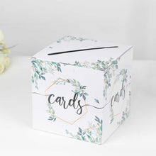 Greenery Theme White Money Card Box with Geometric Gold Foil Print