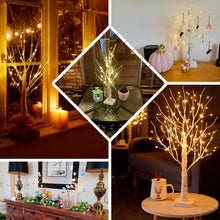 White Lighted Birch Tree with LED Fairy Lights, USB Rechargeable Warm White Light Up Tree Lamp
