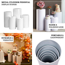 Set of 5 | White Metal Cylinder Prop Pedestal Stands For Wedding Aisle