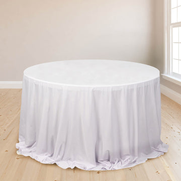 White Premium Scuba Round Tablecloth, Wrinkle Free Polyester Seamless Tablecloth 132"
