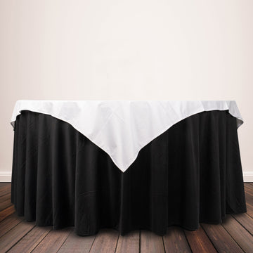 White Premium Scuba Square Table Overlay, Wrinkle Free Polyester Seamless Table Topper 54"