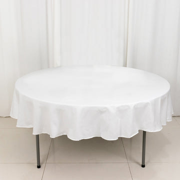 White Round 100% Cotton Linen Seamless Tablecloth 90"