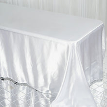 Rectangular White Seamless Satin Tablecloth 90 Inch x 132 Inch  