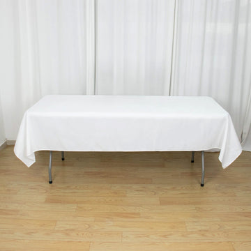 White Seamless Premium Polyester Rectangle Tablecloth 220GSM 54"x96"