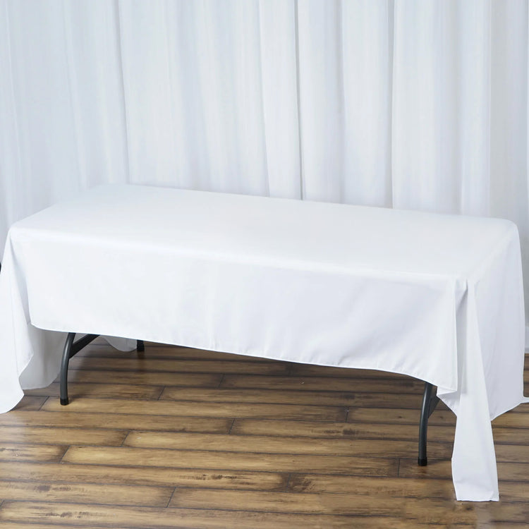 Premium 190 GSM Polyester Seamless Tablecloth 60 Inch x 126 Inch Rectangular In White