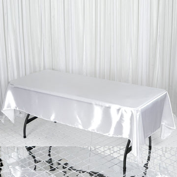 White Seamless Smooth Satin Rectangular Tablecloth 60"x102"