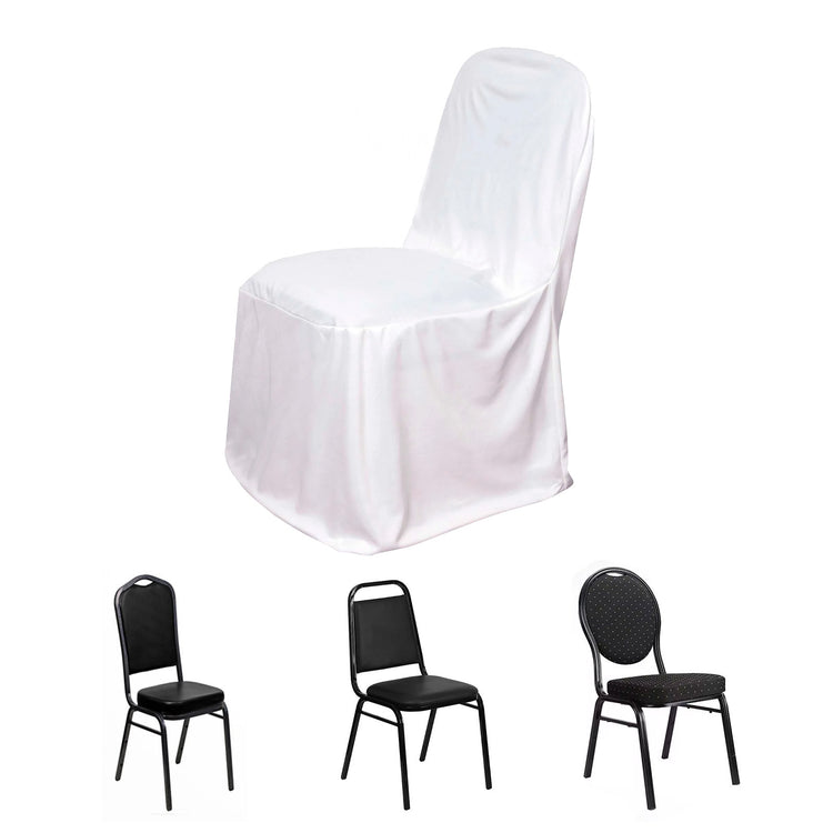 White Stretch Slim Fit Scuba Chair Covers Wrinkle Free Durable