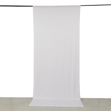 White 4-Way Stretch Spandex Drapery Panel with Rod Pockets, Wrinkle Resistant Backdrop Curtain - 5ftx12ft