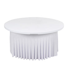 White Wavy Spandex Fitted Round 1-Piece Tablecloth Table Skirt