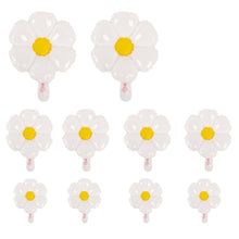 Set of 10 | White Daisy Flower-Shaped Mylar Foil Party Balloons