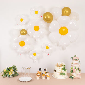 Versatile and Vibrant White Daisy Flower-Shaped Balloons
