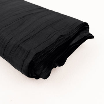 Elevate Your Event with Black Accordion Crinkle Taffeta Fabric
